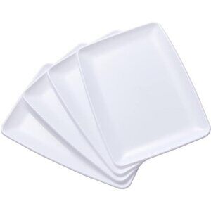 White Plastic Serving Trays 10 Pack 11x8 Heavy Duty Party Platters Reusable